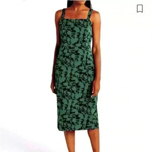 NWT 41 Hawthorn Elodie Sleeveless Midi Sheath Dress Black/Green Floral Size 6